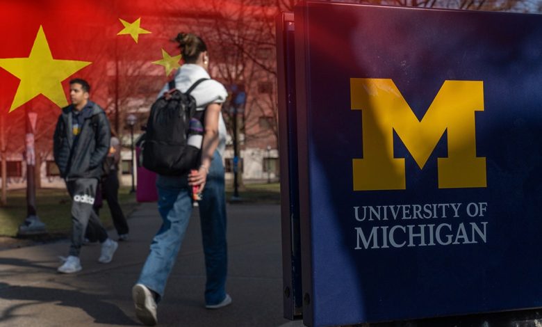 Chinese flag imposed on University of Michigan campus scene