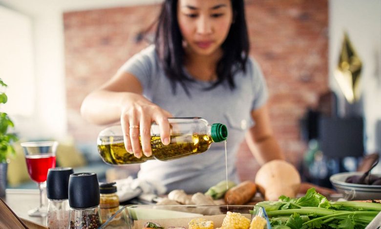 Woman using cooking oils