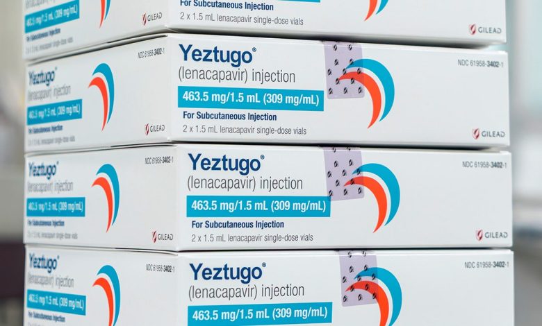 This photo provided by Gilead Sciences shows packaging for the company's HIV prevention medication, Yeztugo