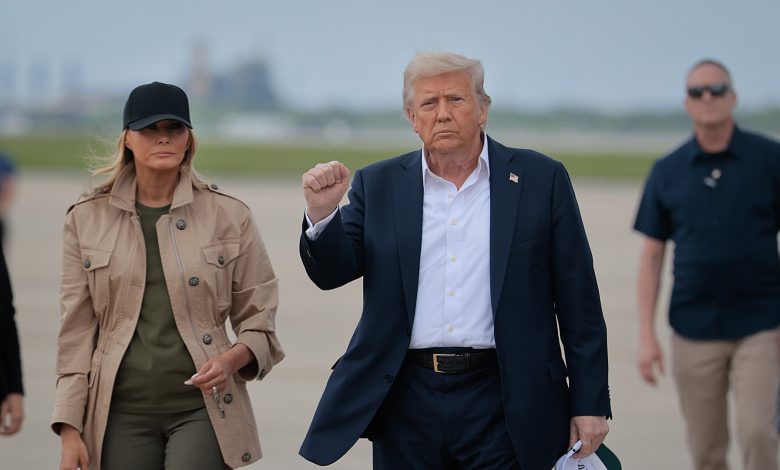 Trump visits Texas flood zone, defends government's disaster response