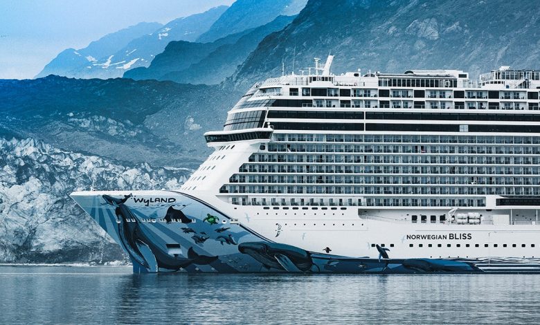 The Norwegian Bliss cruise ship passes through John Hopkins Inlet in Glacier Bay
