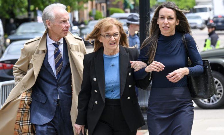 bill janet and karen read arrivbe at dedham courthouse