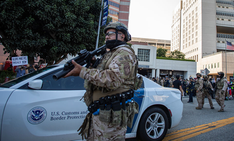 Marines protect the U.S. Customs and Border Protector cars