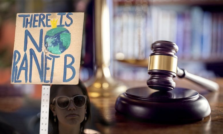 protest sign; gavel photo mashup