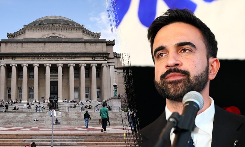 Columbia University, left, Zohran Mamdani, right