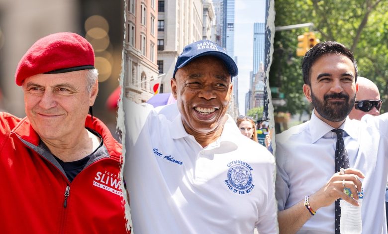Sliwa, Adams, Mamdani from left to right