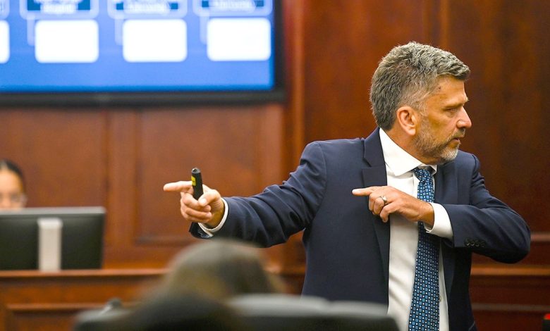 Prosecuting attorney in court during the dentist James Craig trial.