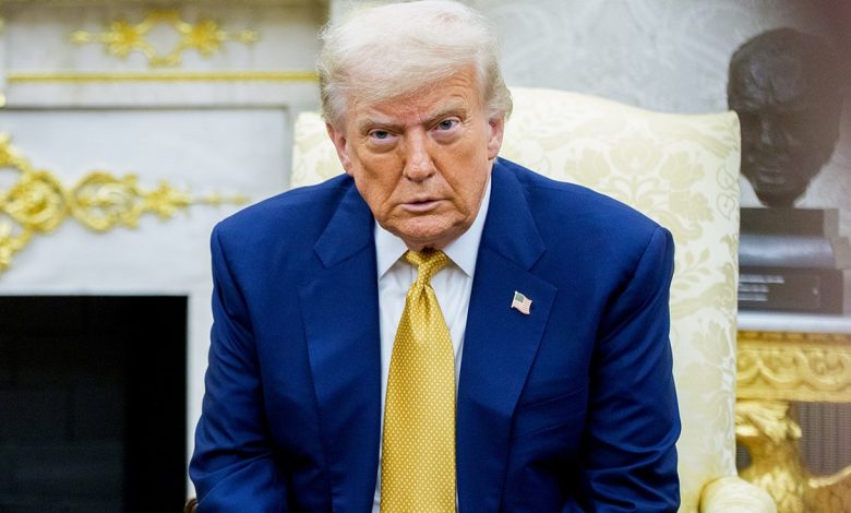 Donald Trump takes questions at the White House