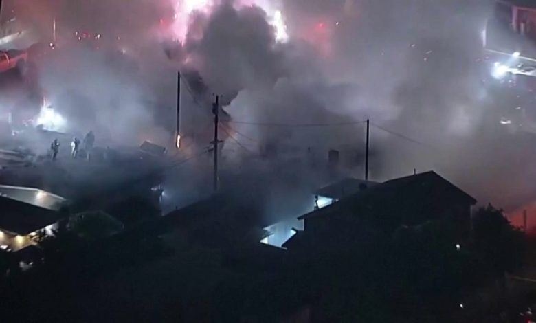 Fire believed to have been started by fireworks in Los Angeles