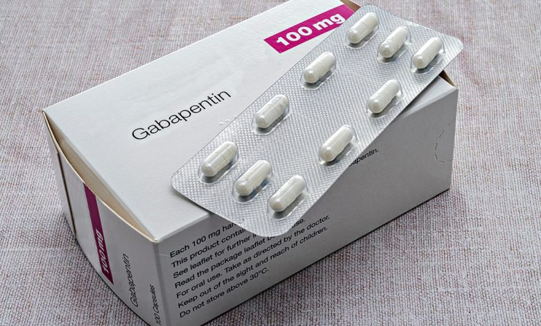 A box of generic Gabapentin pills. Gabapentin is a medication used to treat epilepsy, neuropathic pain, hot flashes, and restless legs syndrome: