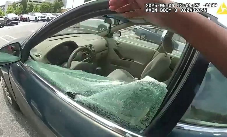 georgia police officer busts car window to rescue children