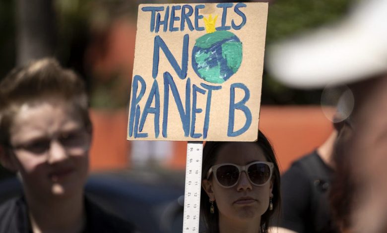 Protester holds sign that reads, "There is no planet B."