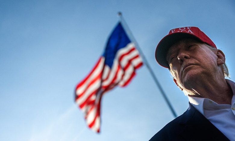 President Donald Trump with American Flag in background