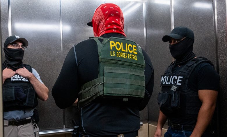 Masked federal agents at NY immigration court