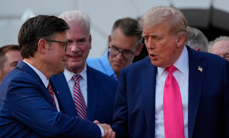 Trump shakes Johnson's hand at big, beautiful bill signing