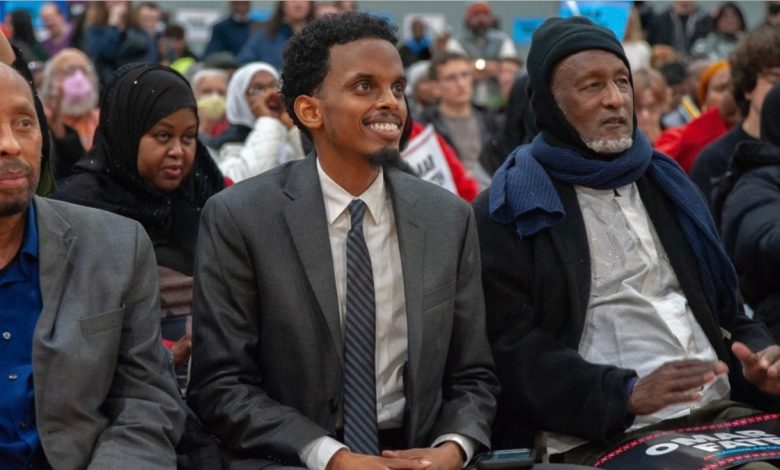 Democratic socialist Minnesota state Sen. Omar Fateh, center, who is running for mayor of Minneapolis, has been compared to New York City's Zohran Mamdani.
