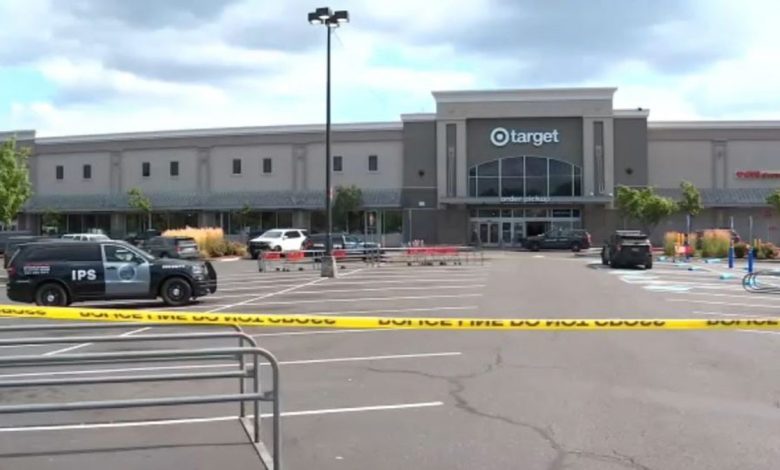 police car and police tape outside Target store