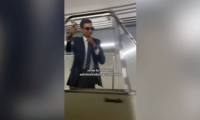 Rep. Suhas Subramanyam dancing on Capitol subway car in TikTok