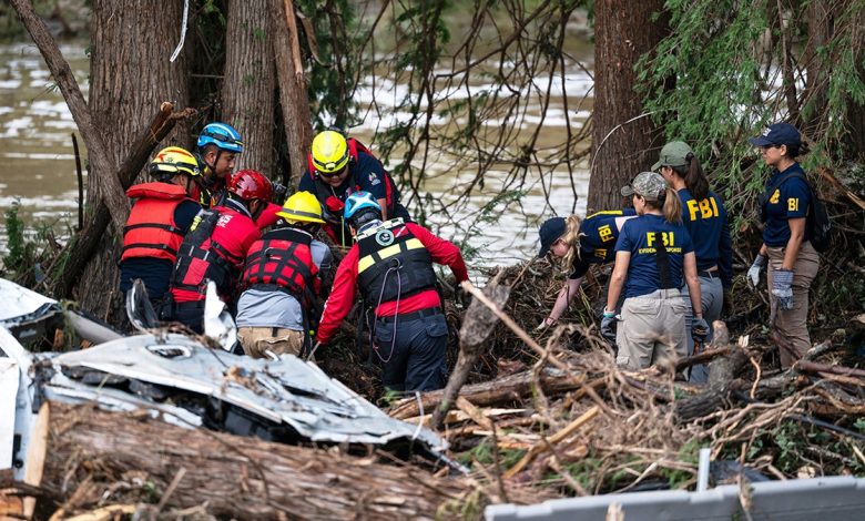 Rescue and search teams in Texas after flash flooding.
