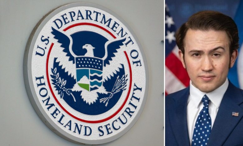 A large DHS logo in a split with Thomas Fugate