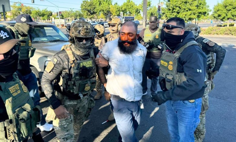 A man being arrested by Border Patrol