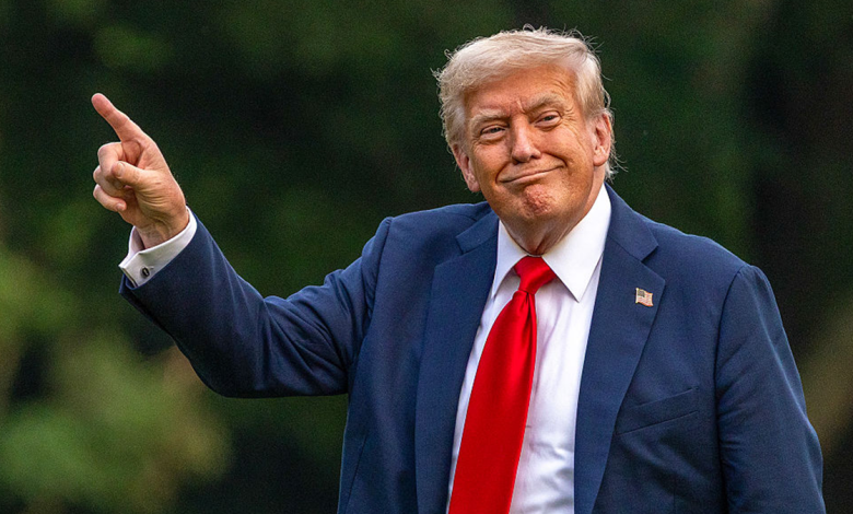President Donald Trump walks on the south lawn