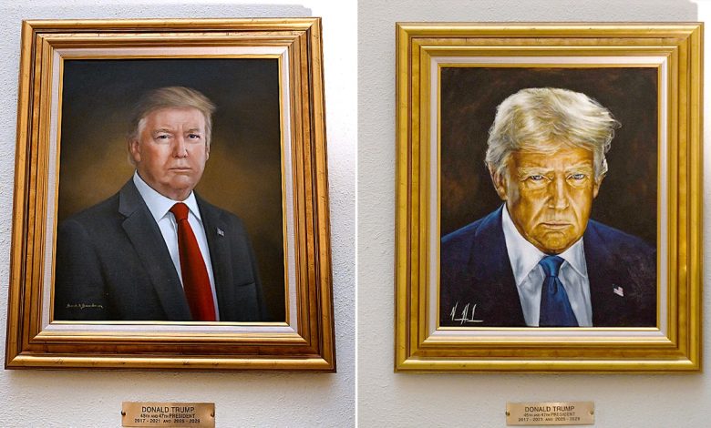 old and new Trump portrait side by side