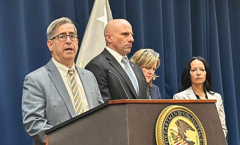 U.S. Attorney Joseph Nocella, Jr. speaking at a press briefing announcing the busts.
