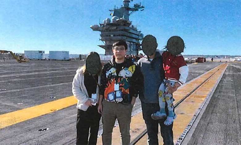 Chinese national Yuance Chen on deck of USS Abraham Lincoln